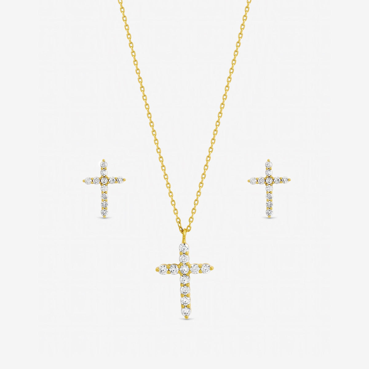 Jon Richard Gold Plated Cubic Zirconia Cross Set - Gift Box
