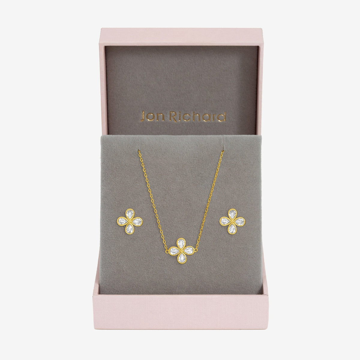 Jon Richard Gold Plated and Crystal Flower Bridal Set - Gift Box