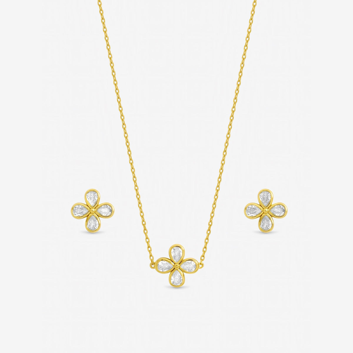 Jon Richard Gold Plated and Crystal Flower Bridal Set - Gift Box