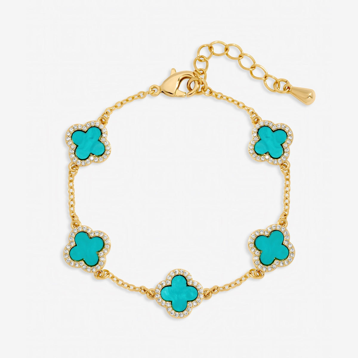 Jon Richard Gold Plated Turquoise Clover Station Bracelet