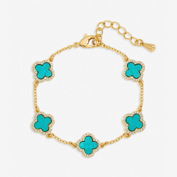 Jon Richard Gold Plated Turquoise Clover Station Bracelet