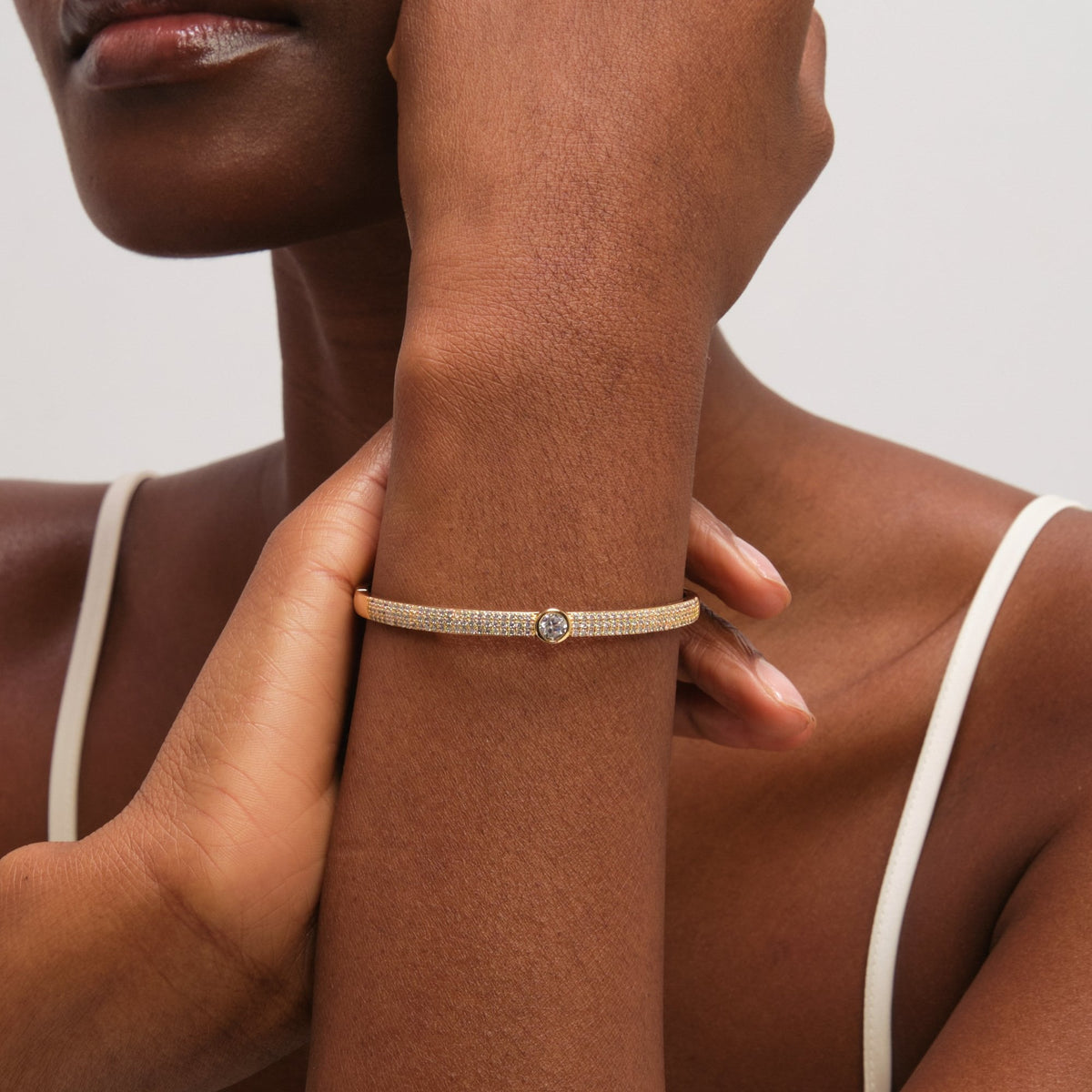 Jon Richard Gold Plated Crystal and Pave Stone Bangle