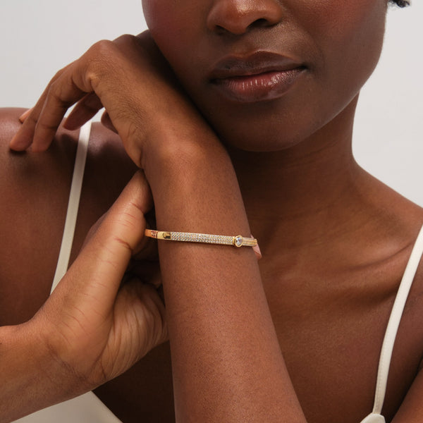 Jon Richard Gold Plated Crystal and Pave Stone Bangle