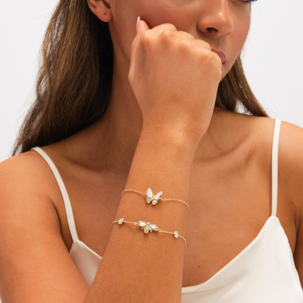 Jon Richard Gold Plated Pave and Mother of Pearl Butterfly Bracelet