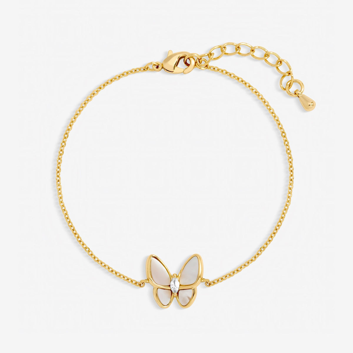 Jon Richard Gold Plated Pave and Mother of Pearl Butterfly Bracelet
