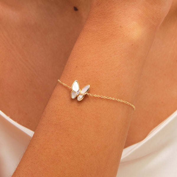 Jon Richard Gold Plated Pave and Mother of Pearl Butterfly Bracelet