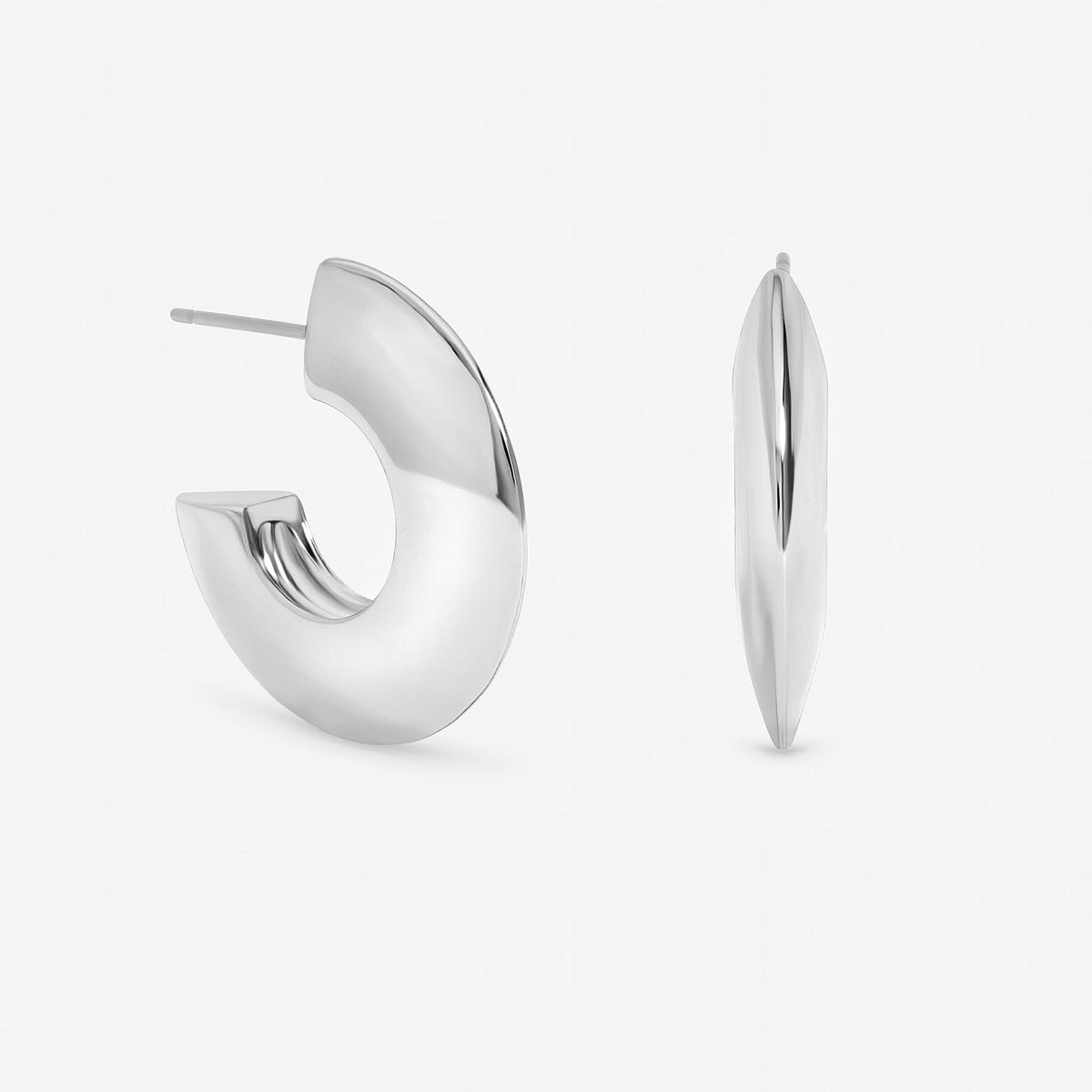 Jon Richard Silver Plated Flat Disk Hoop Earrings