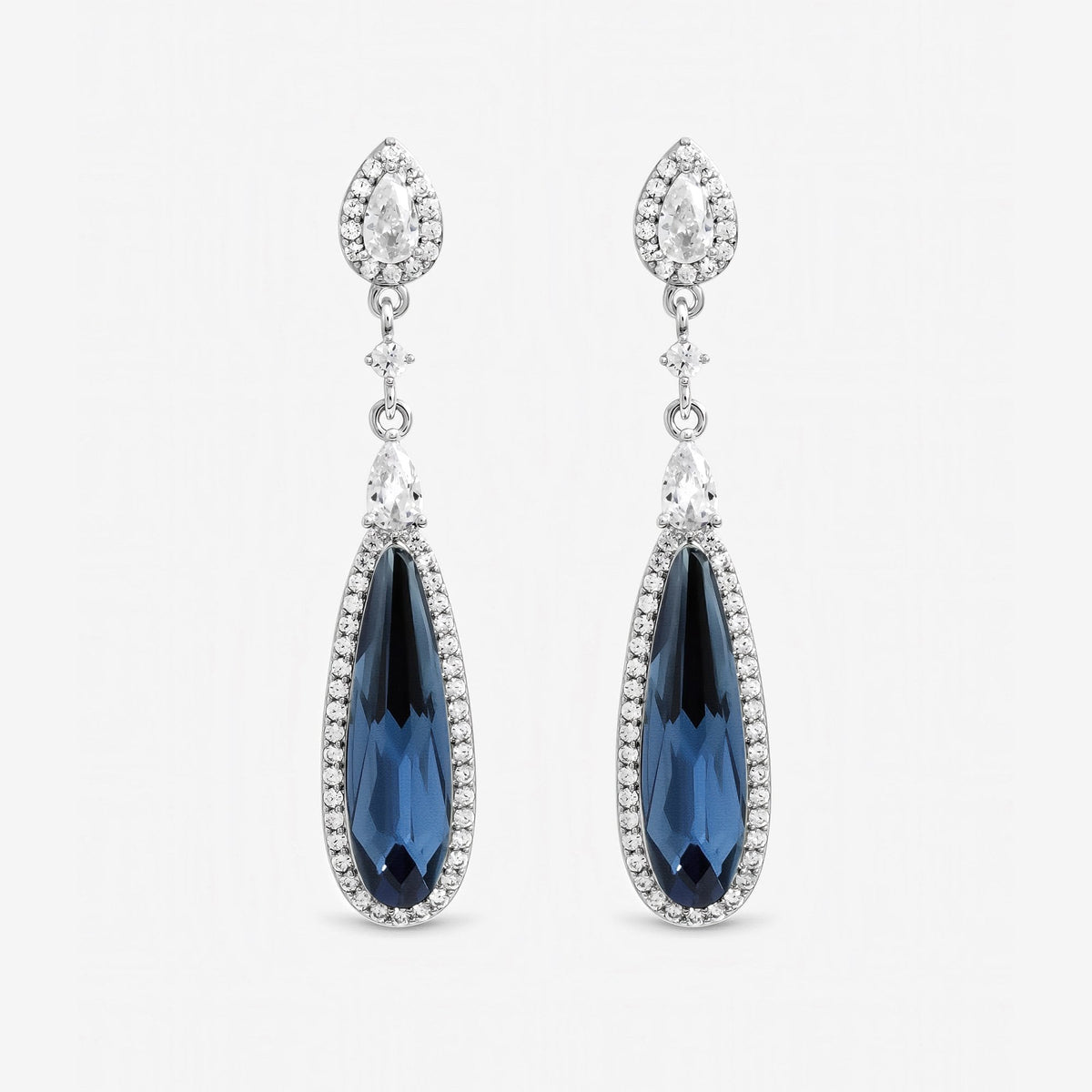 Jon Richard Silver Plated Crystal and Sapphire Drop Earrings