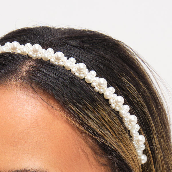 Jon Richard Silver Plated Mixed Pearl Headband