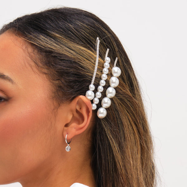 Jon Richard Silver Plated Mixed Pearl Slides - Multipack