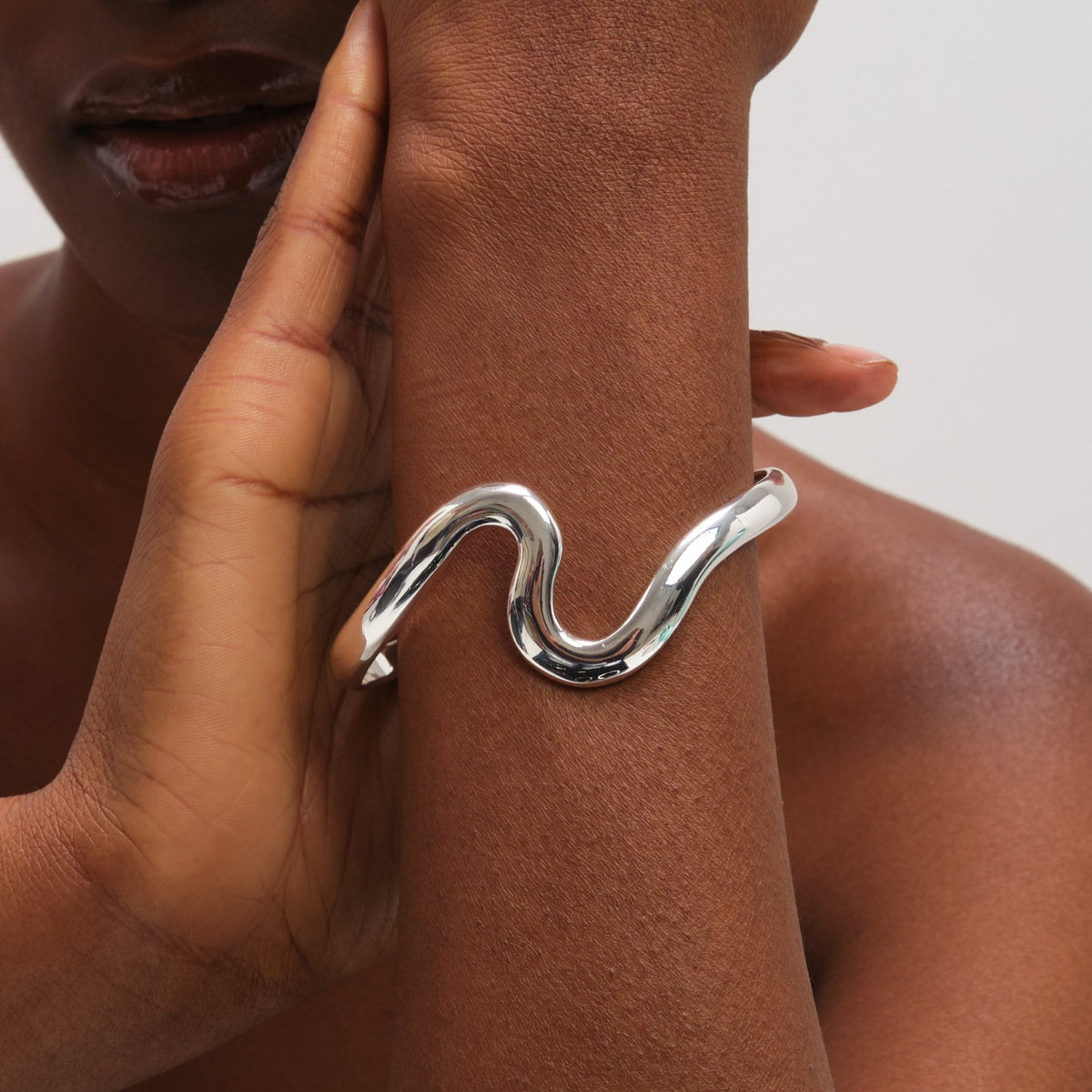 Jon Richard Silver Plated Polished Swirl Bangle