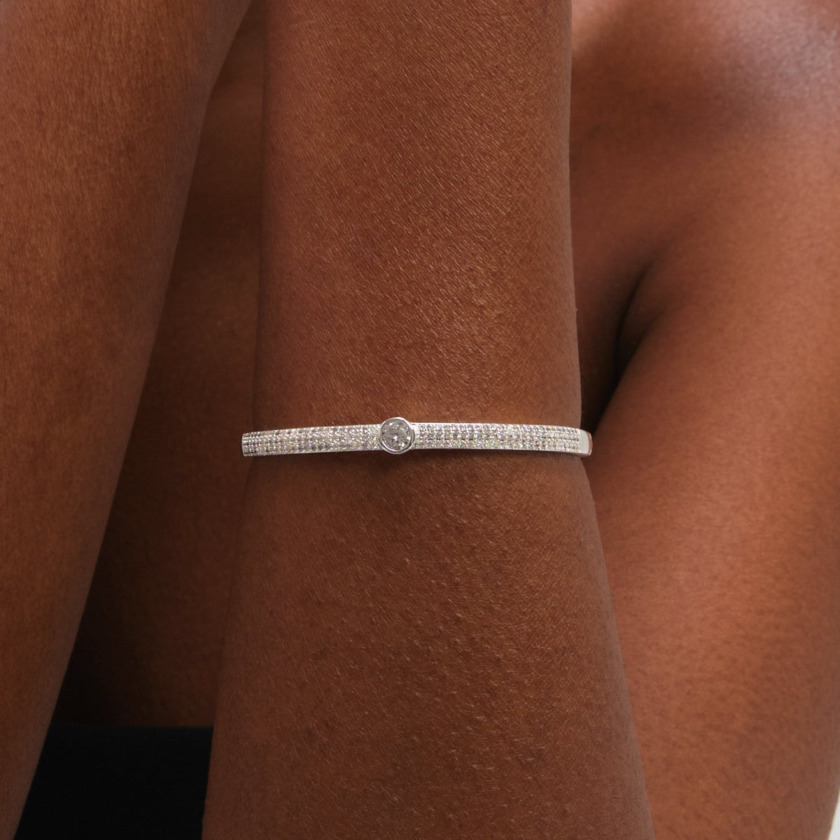 Jon Richard Silver Plated Crystal and Pave Stone Bangle