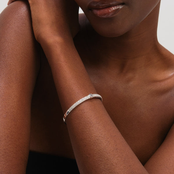 Jon Richard Silver Plated Crystal and Pave Stone Bangle