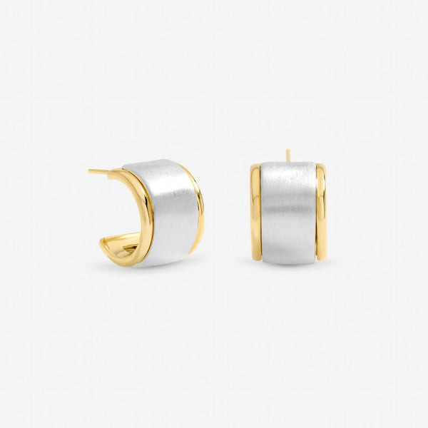 Jon Richard Two Tone Satin Hoop Earrings