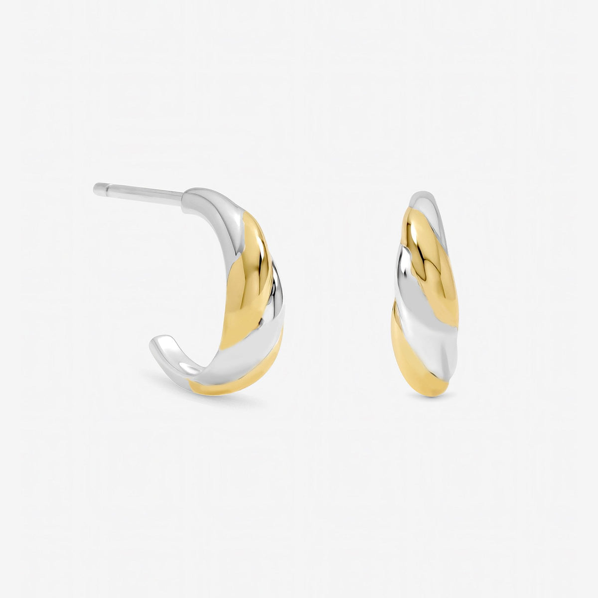 Inicio Sterling Silver Two Tone Twist Hoop Earrings