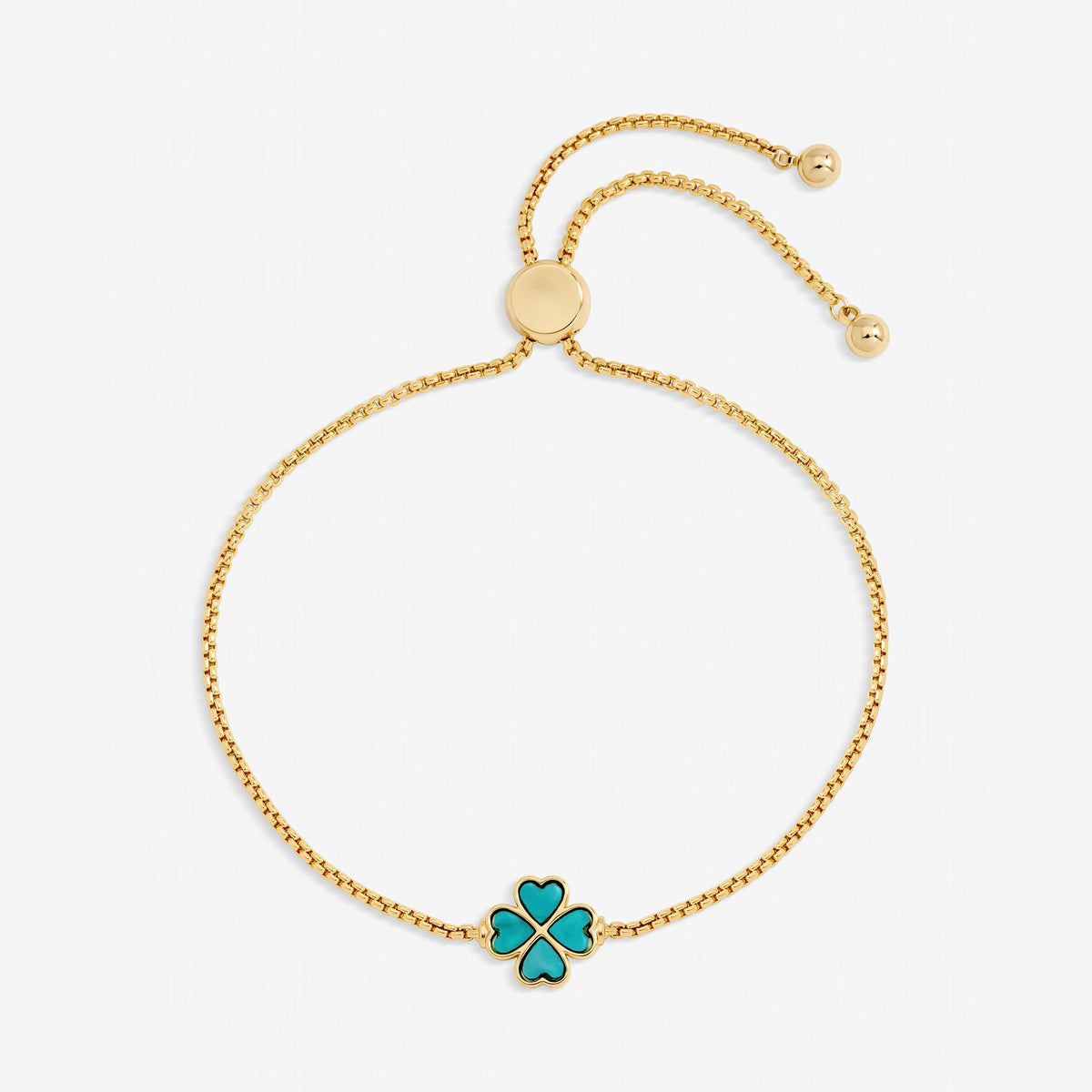 Jon Richard Gold Plated and Turquoise Enamel Heart Clover Toggle Bracelet