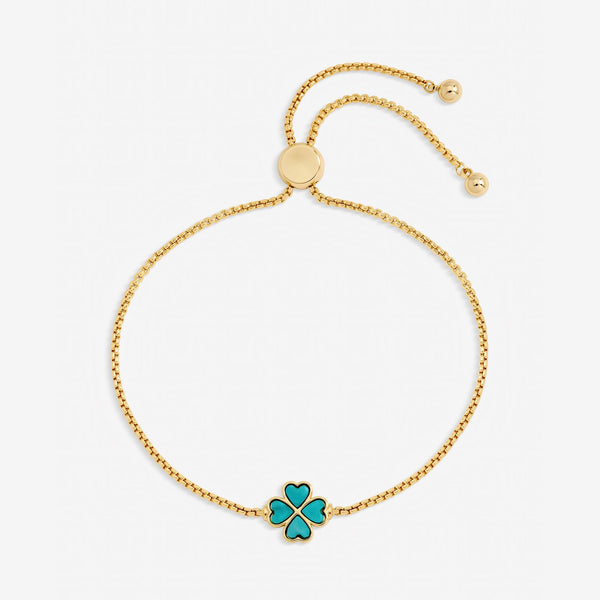 Jon Richard Gold Plated and Turquoise Enamel Heart Clover Toggle Bracelet