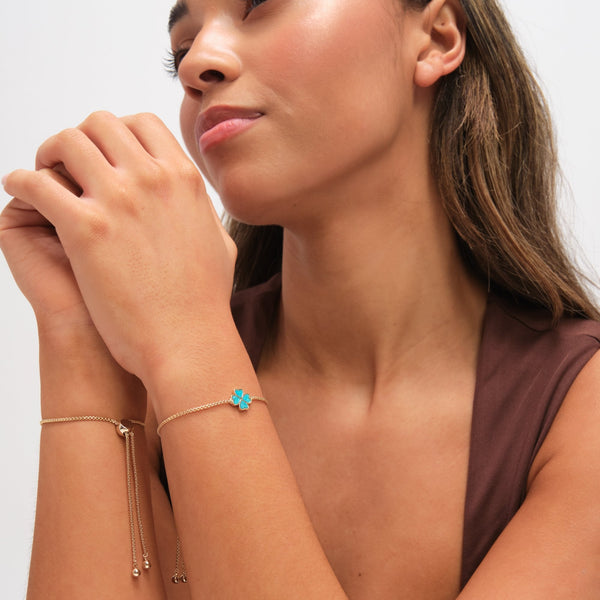 Jon Richard Gold Plated and Turquoise Enamel Heart Clover Toggle Bracelet