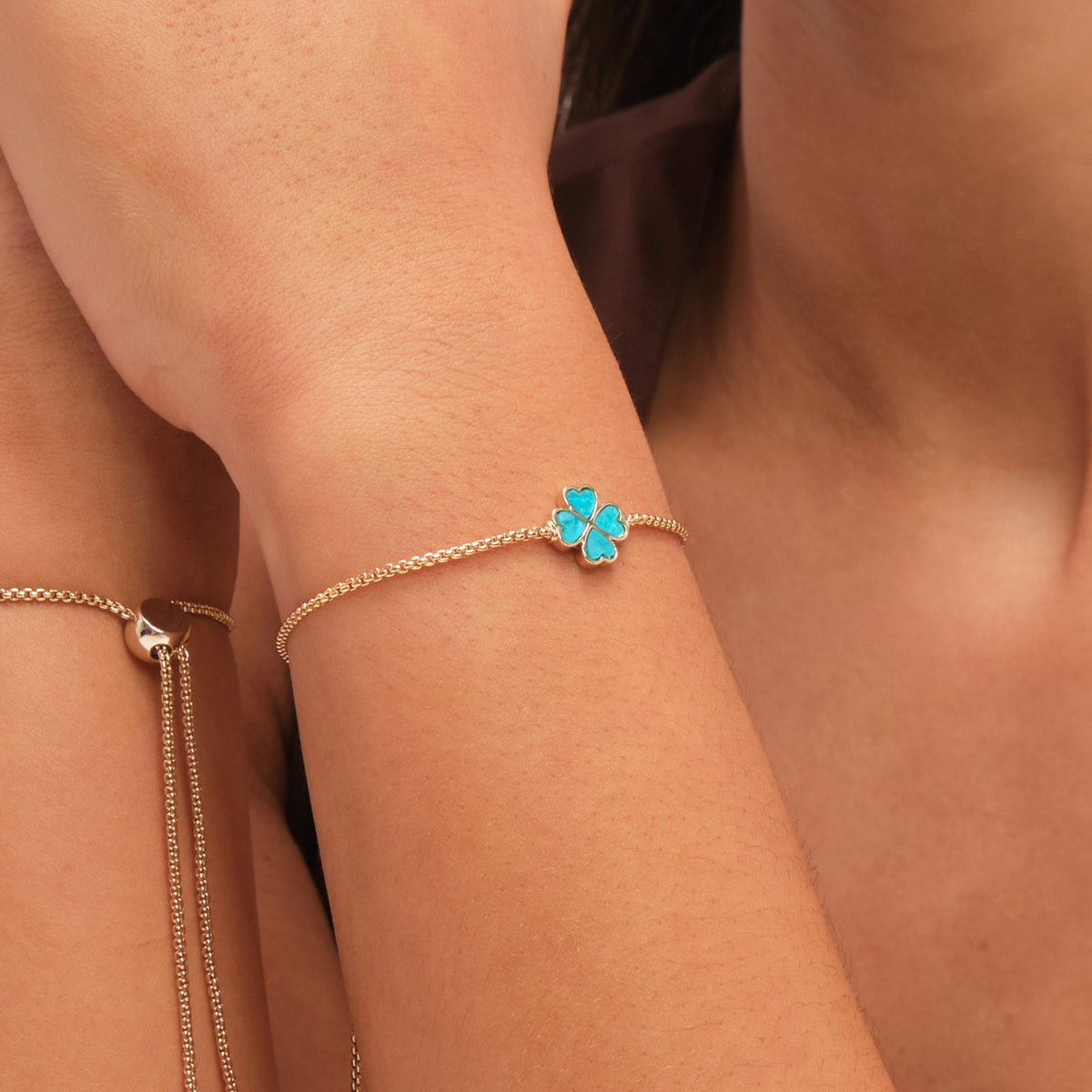 Jon Richard Gold Plated and Turquoise Enamel Heart Clover Toggle Bracelet