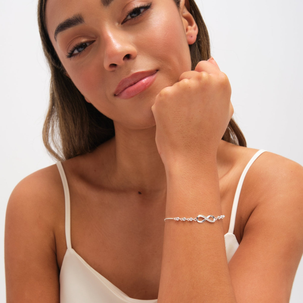 Jon Richard Silver Plated and Crystal Infinity Toggle Bracelet
