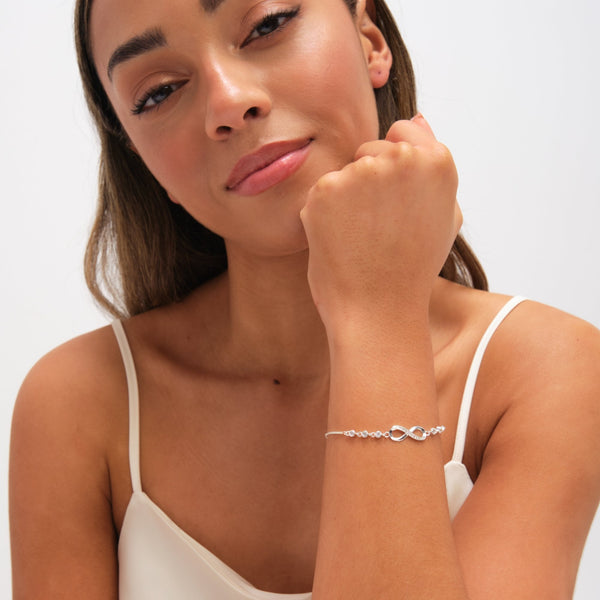 Jon Richard Silver Plated and Crystal Infinity Toggle Bracelet