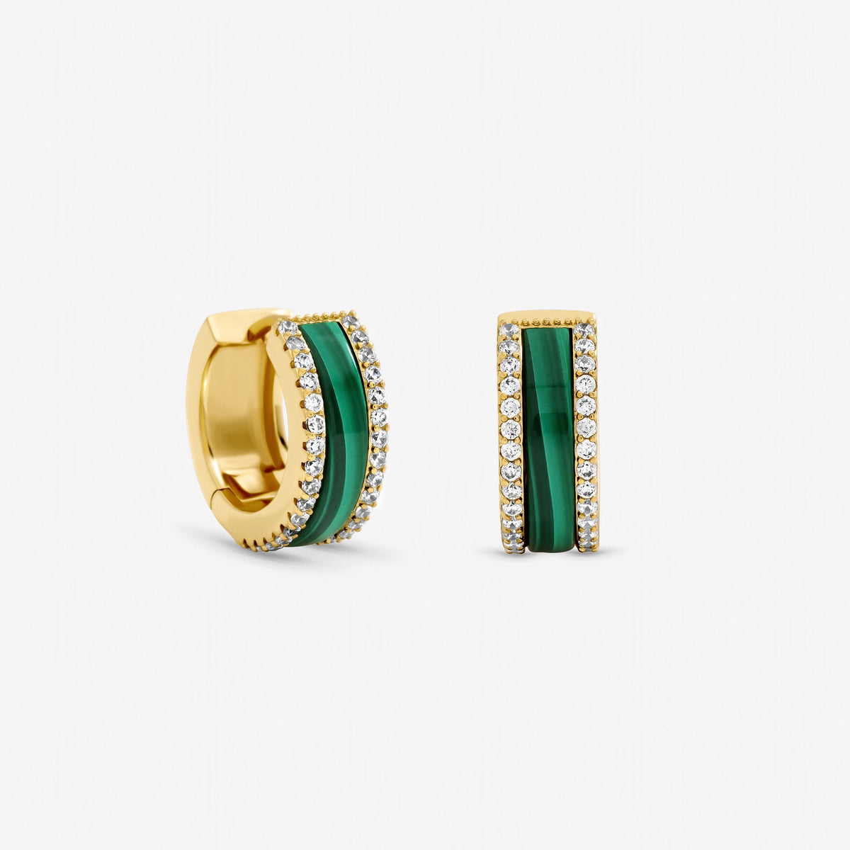 Jon Richard Gold Plated Crystal and Malachite Hoop Earrings
