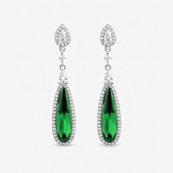 Jon Richard Gold Plated Crystal and Emerald Drop Earrings