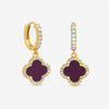 Jon Richard Gold Plated and Purple Clover Huggie Earrings