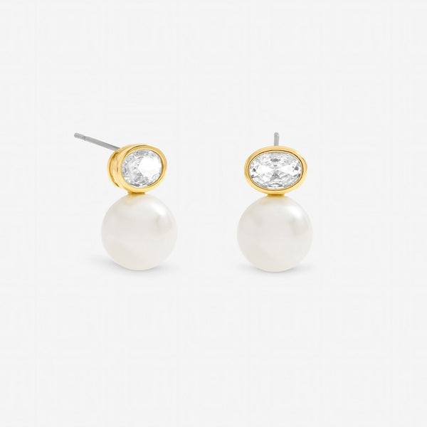 Jon Richard Gold Plated Crystal and Pearl Drop Earrings