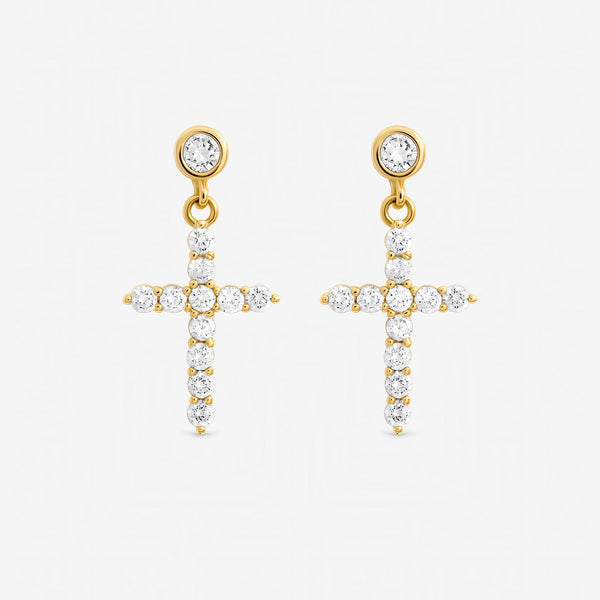 Jon Richard Gold Plated Cubic Zirconia Cross Earrings