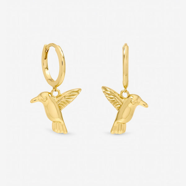 Jon Richard Gold Plated Hummingbird Charm Hoop Earings