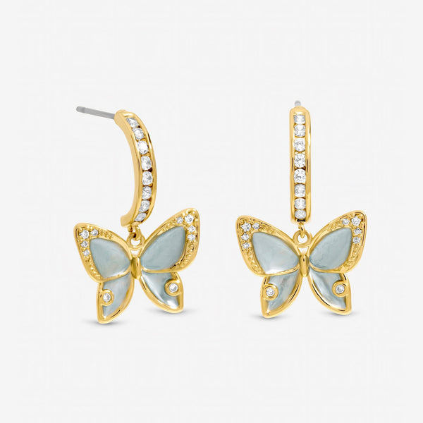 Jon Richard Gold Plated Pave and Blue Butterfly Half Hoop Earrings