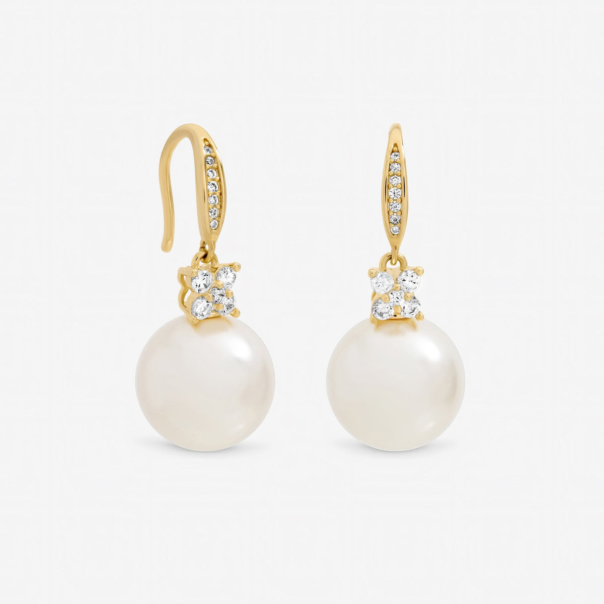 Jon Richard Gold Plated Pave and Pearl Drop Earrings