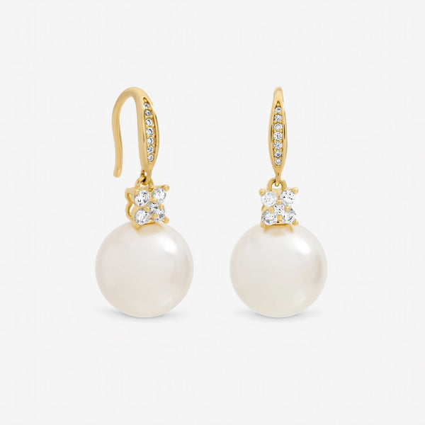 Jon Richard Gold Plated Pave and Pearl Drop Earrings