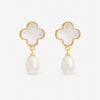 Jon Richard Gold Plated Mother of Pearl Clover and Pearl Drop Earrings