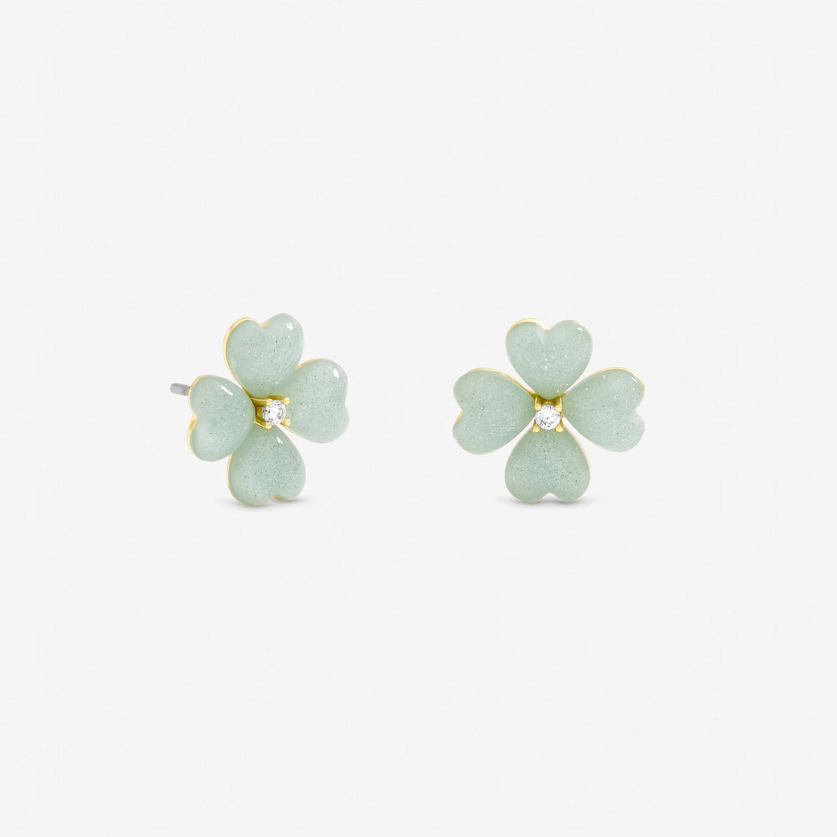 Jon Richard Gold Plated and Mint Green Flower Stud Earrings