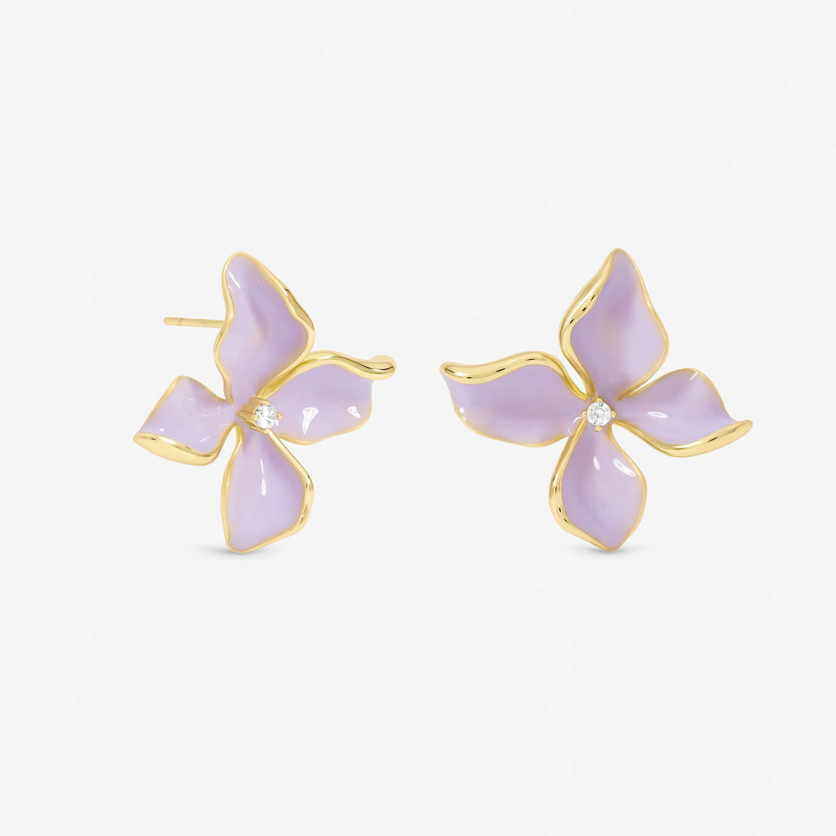 Jon Richard Gold Plated and Purple Petal Flower Earrings