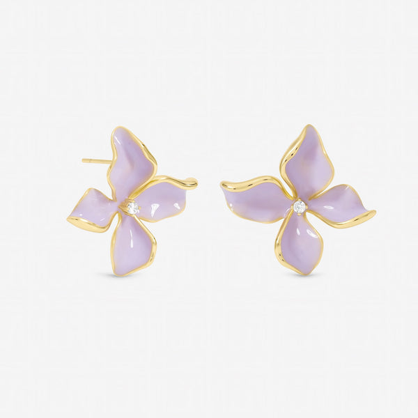 Jon Richard Gold Plated and Purple Petal Flower Earrings
