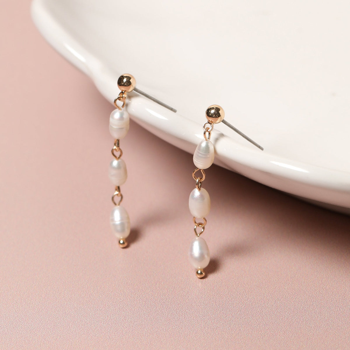 Jon Richard Real Freshwater Linear Drop Earrings