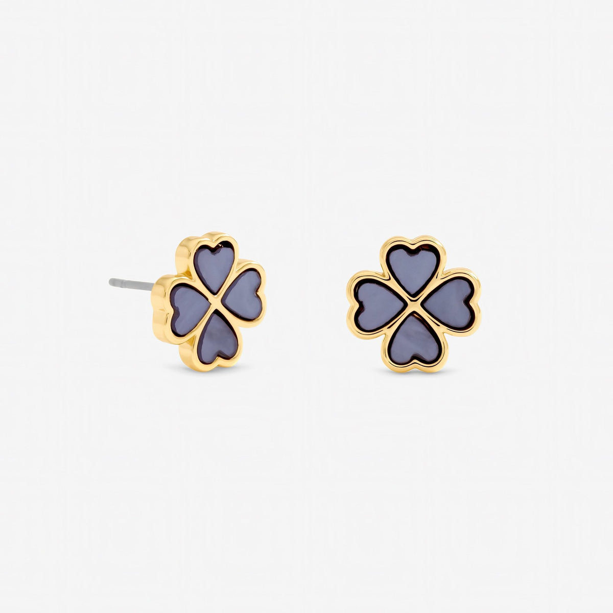 Jon Richard Gold Plated and Lilac Clover Heart Stud Earrings