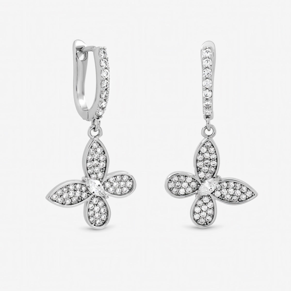 Jon Richard Rhodium Plated and Pave Butterfly Huggie Earrings
