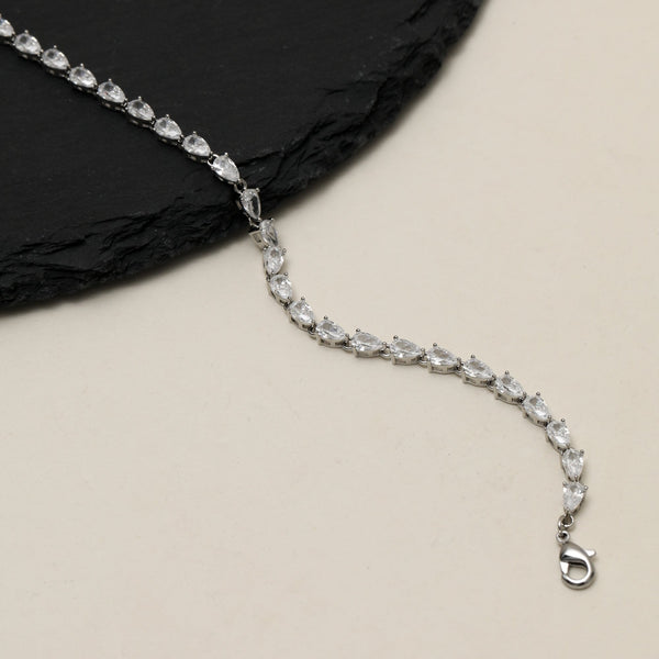Jon Richard Rhodium Pear Drop Bracelet