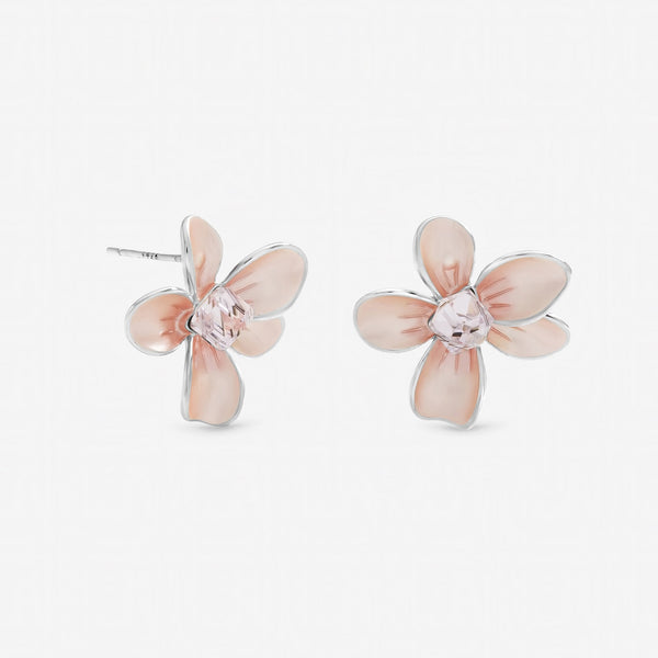 Jon Richard Silver Plated Blush Pink Flower Earrings