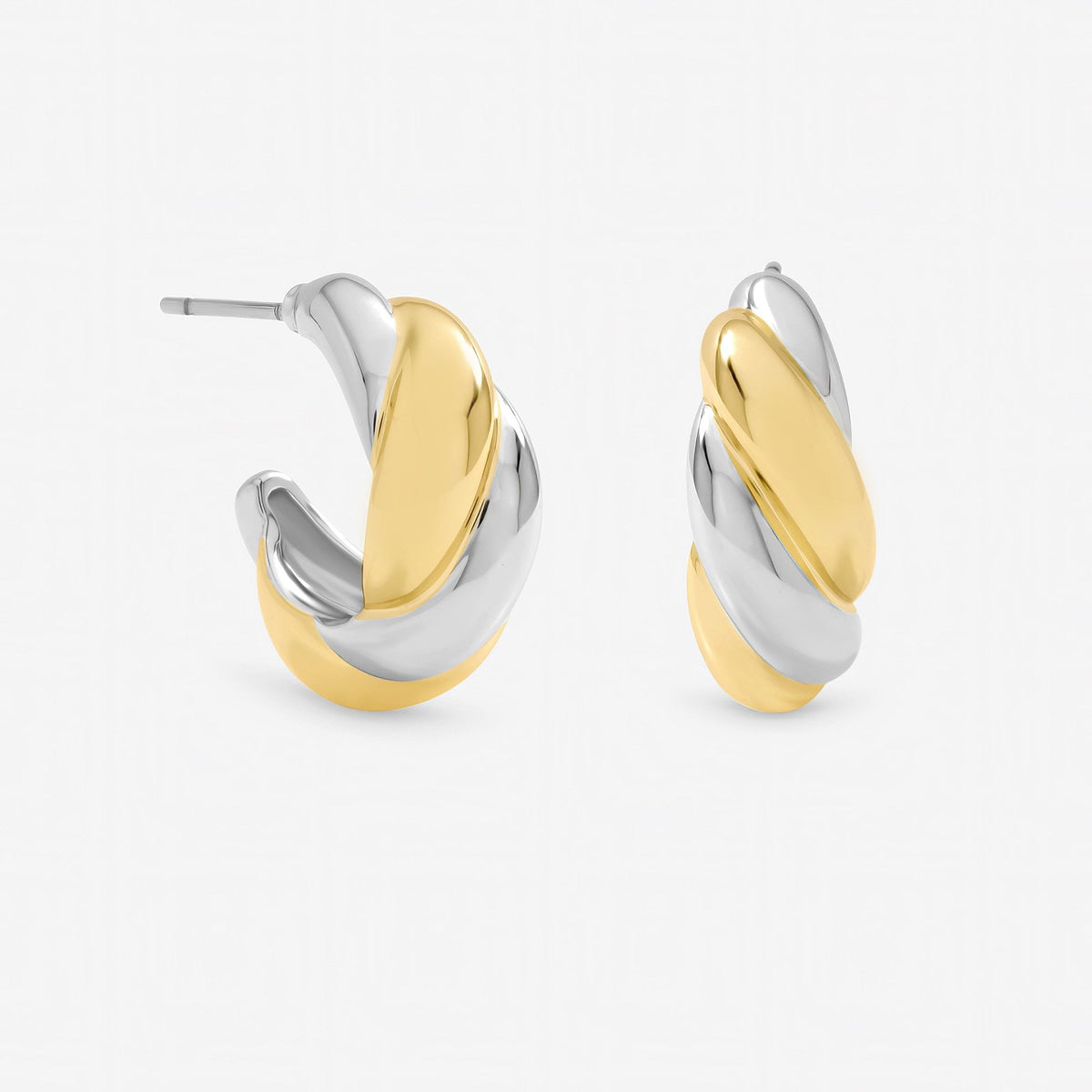 Jon Richard Two Tone Twist Hoop Earrings