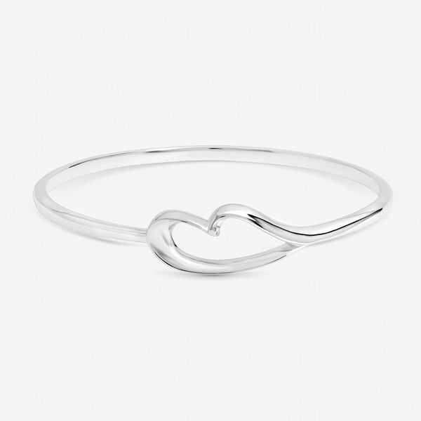 Inicio Sterling Silver Polished Heart Bangle - Gift Pouch