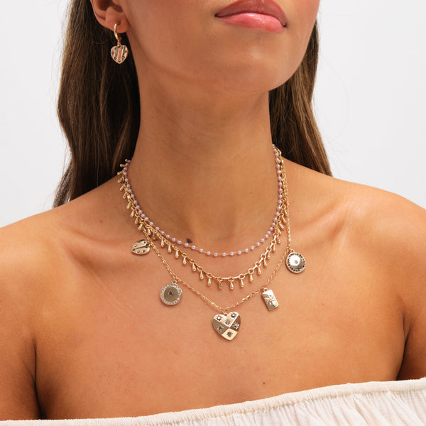 Mood Gold Plated Celestial Charm Multirow Necklace