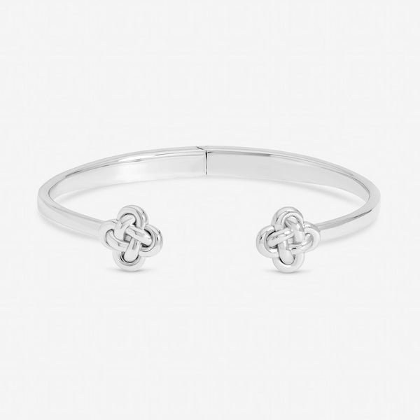 Inicio Silver Plated Knotted Clover Bangle - Gift Pouch