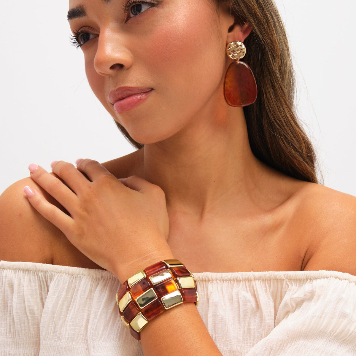 Mood Gold Plated and Resin Statement Stretch Bracelet