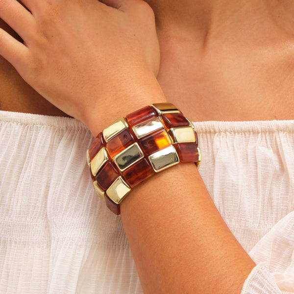 Mood Gold Plated and Resin Statement Stretch Bracelet