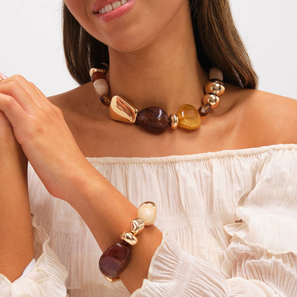 Mood Gold Polished and Resin Stretch Bracelet